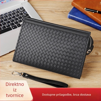 Muška PVC clutch torbica s pletenim uzorkom, poslovno-ležerni stil