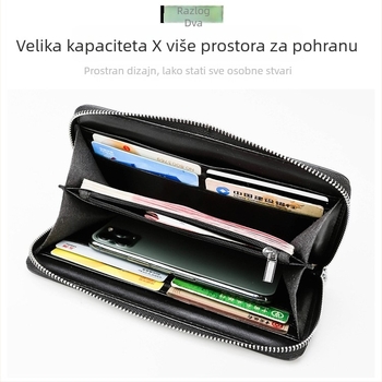 Kožni clutch s 3D zmajem za muškarce, RFID zaštita, anti-kradnja, velik kapacitet za kartice i džep za telefon