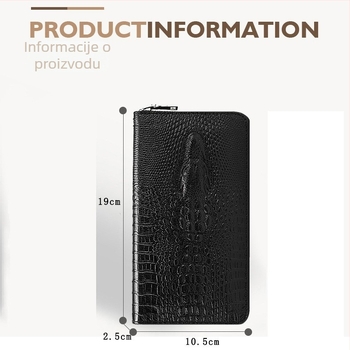 Kožni clutch s 3D zmajem za muškarce, RFID zaštita, anti-kradnja, velik kapacitet za kartice i džep za telefon