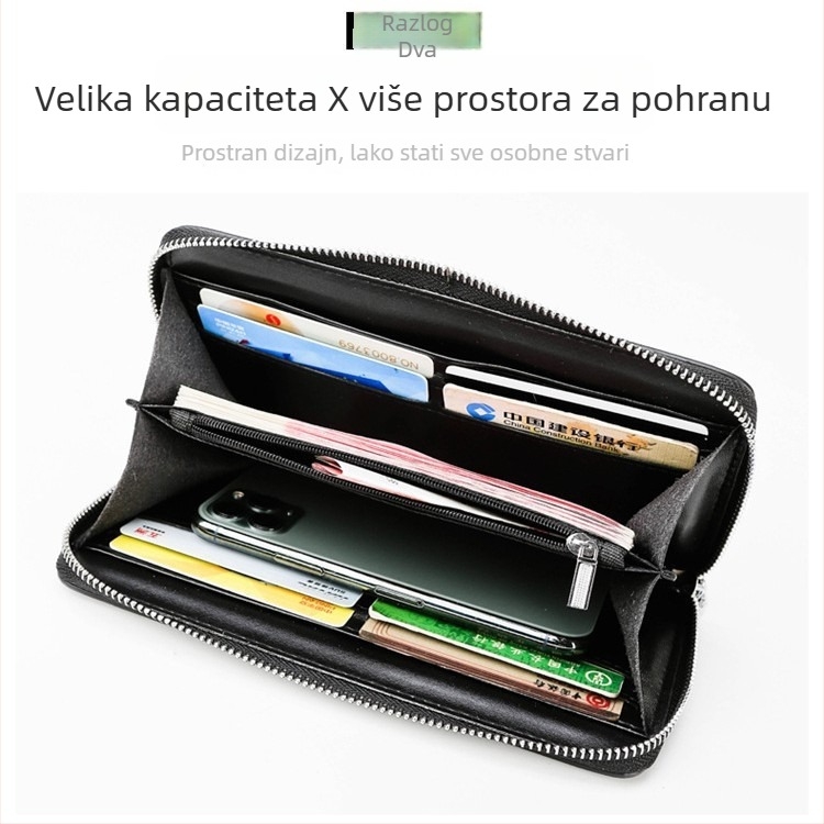 Kožni clutch s 3D zmajem za muškarce, RFID zaštita, anti-kradnja, velik kapacitet za kartice i džep za telefon