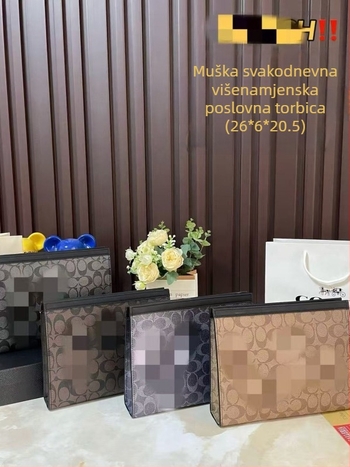 Muška kožna clutch torba za poslovni stil – vodootporna, jednobojni dizajn, podstava od platna, proljeće 2025
