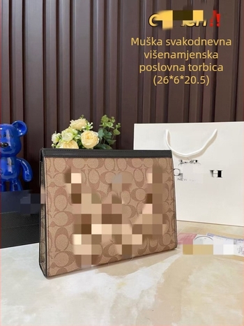 Muška kožna clutch torba za poslovni stil – vodootporna, jednobojni dizajn, podstava od platna, proljeće 2025