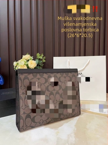 Muška kožna clutch torba za poslovni stil – vodootporna, jednobojni dizajn, podstava od platna, proljeće 2025