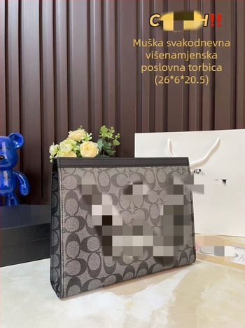 Muška kožna clutch torba za poslovni stil – vodootporna, jednobojni dizajn, podstava od platna, proljeće 2025