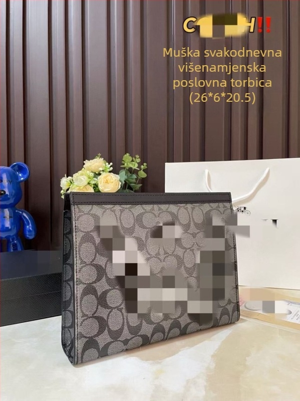 Muška kožna clutch torba za poslovni stil – vodootporna, jednobojni dizajn, podstava od platna, proljeće 2025