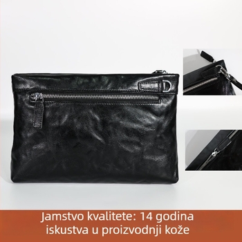 Muški clutch - Prava koža, Gornji sloj teleće kože, Dizajn s ručkom, Vodootporan, Podstava od poliestera