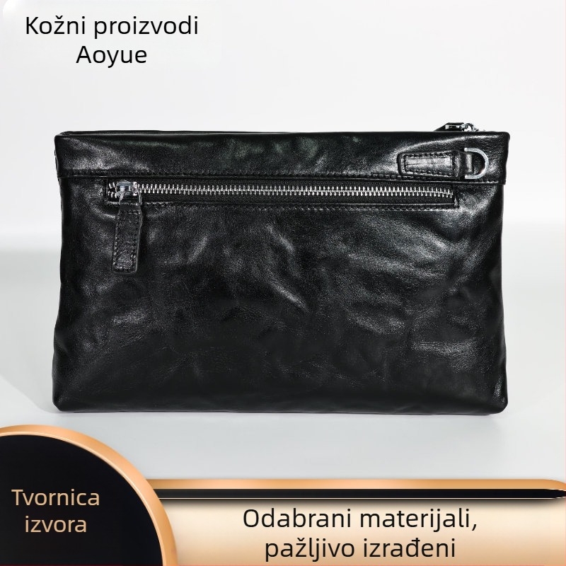 Muški clutch - Prava koža, Gornji sloj teleće kože, Dizajn s ručkom, Vodootporan, Podstava od poliestera