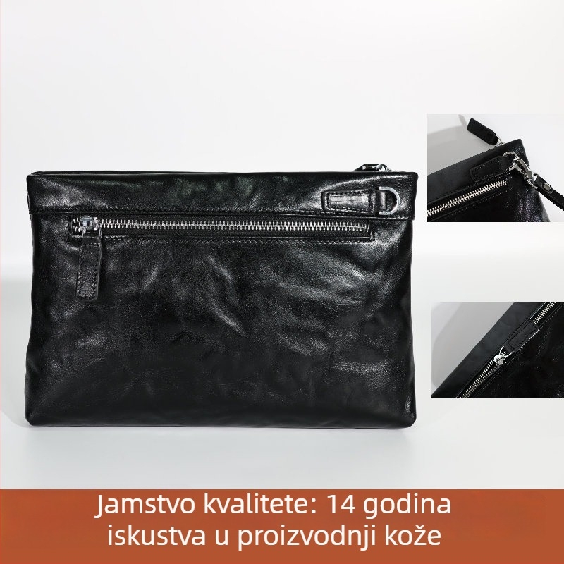 Muški clutch - Prava koža, Gornji sloj teleće kože, Dizajn s ručkom, Vodootporan, Podstava od poliestera