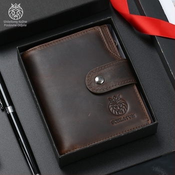 Novčanik od prave kože s RFID zaštitom, kratak uspravni dizajn, anomagnetna podstava, SCHLATUM/Lion Leiden