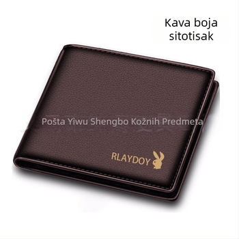Muški novčanik od PU kože, bi-fold, s klipom za novac, prozorom za ID, džepićima za kartice i džepom sa zipom - horizontalni kvadrat, poslovni stil