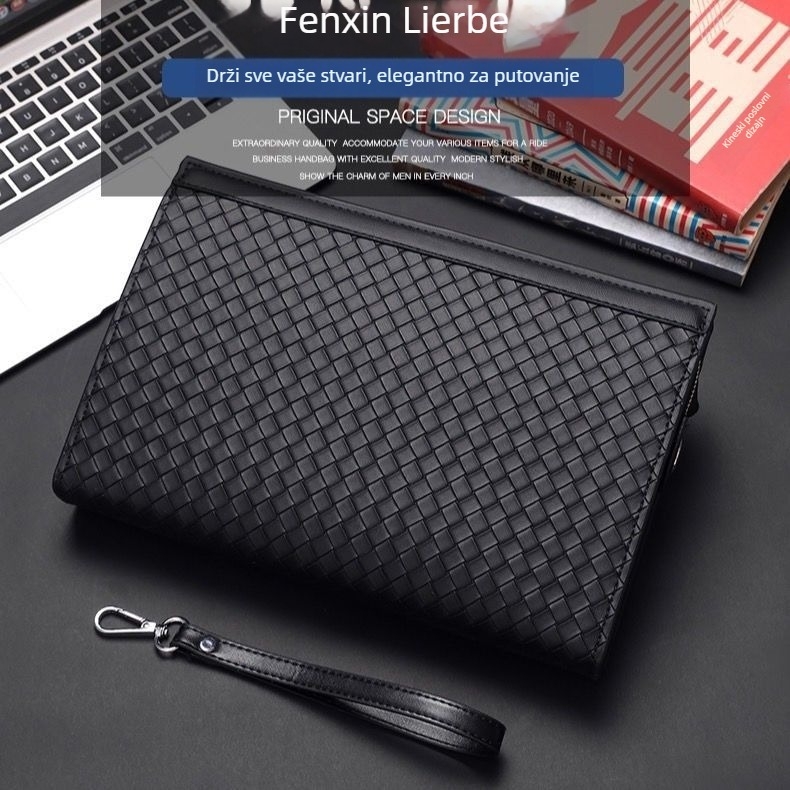 Muški clutch novčanik s tkanim uzorkom i stilom omotnice, materijal poliester-pamuk, podstava PU, velika kapaciteta