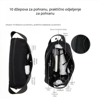 Najlonska muška crossbody torba, vodootporna, velika kapaciteta, sportsko-opušten stil