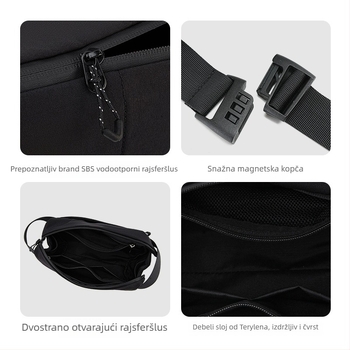 Najlonska muška crossbody torba, vodootporna, velika kapaciteta, sportsko-opušten stil