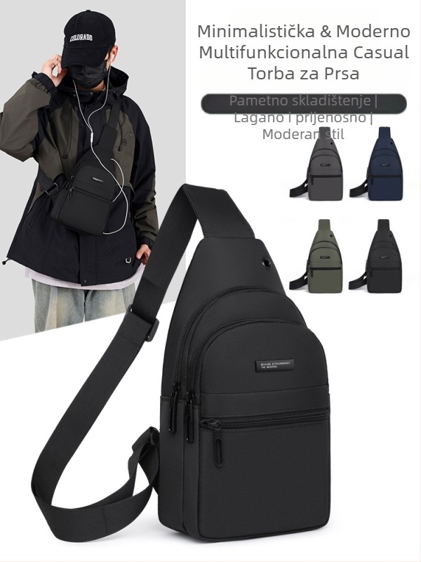 Bellway Muška crossbody torba od Oxford tkanine, casual i višefunkcionalna torba za rame, vodootporna i prozračna, pogodna za vožnju biciklom i kao torba oko struka