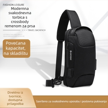 Muška crossbody torba – gradski stil, Oxford platno, vodootporna, ultralaka, džep za 8-inčni prijenosnik, za slobodno vrijeme