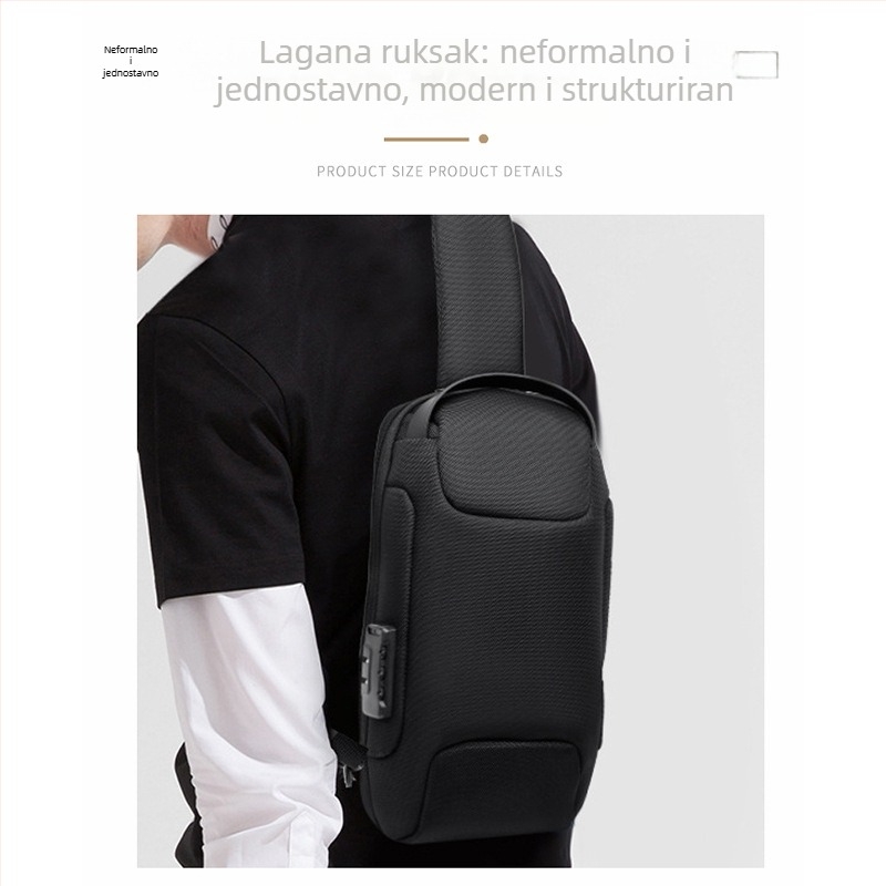 Muška crossbody torba – gradski stil, Oxford platno, vodootporna, ultralaka, džep za 8-inčni prijenosnik, za slobodno vrijeme