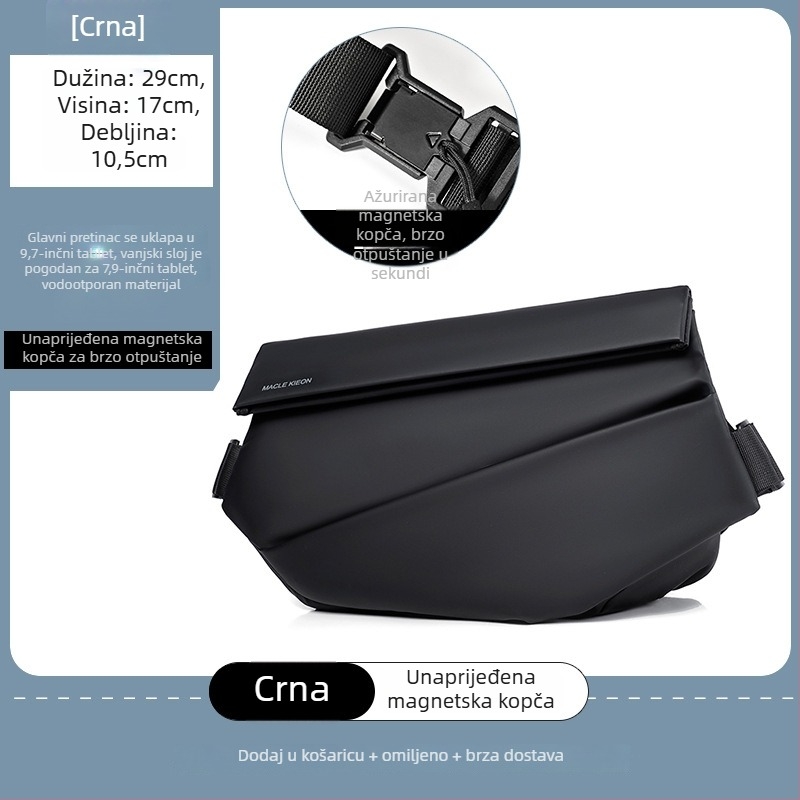 Muška crossbody torba od Oxford tkanine, vodootporna, casual stil, podstava od poliestera