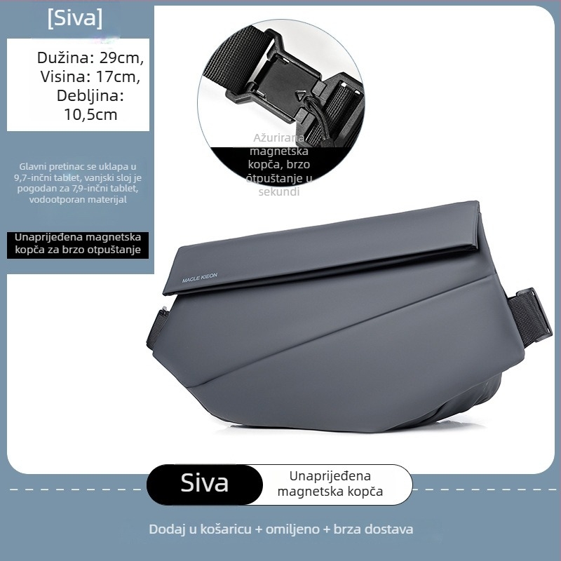 Muška crossbody torba od Oxford tkanine, vodootporna, casual stil, podstava od poliestera
