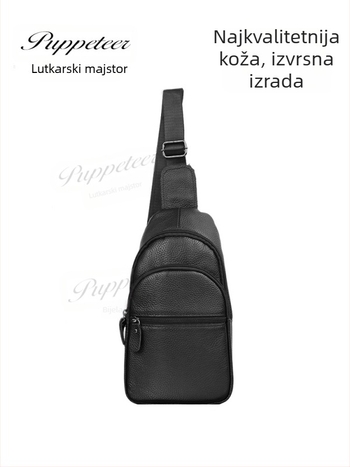 Muška torba za rameni crossbody od prave kože, prvi sloj teleće kože, velika zapremina, vodootporna, lagana