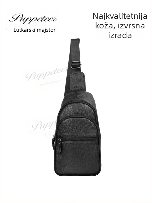Muška torba za rameni crossbody od prave kože, prvi sloj teleće kože, velika zapremina, vodootporna, lagana