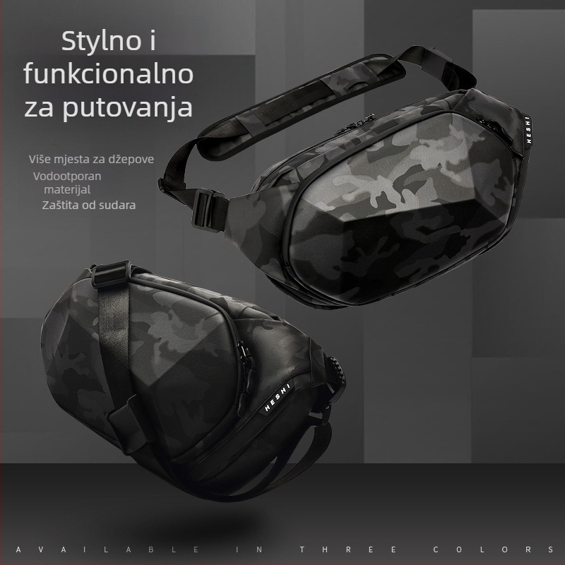 Muška crossbody torba TY-03, poliester, vertikalno-kvadratni dizajn, zatvaranje na zip, vodootporna, više unutarnjih džepova