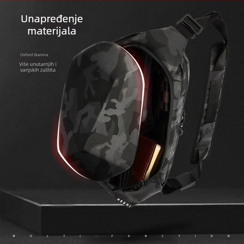 Muška crossbody torba TY-03, poliester, vertikalno-kvadratni dizajn, zatvaranje na zip, vodootporna, više unutarnjih džepova