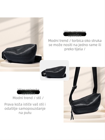 Muška torbica za prsa – prava koža, poslovni elit stil, može se pohraniti, proljeće 2025