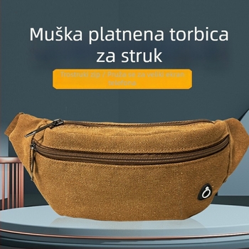 Muška torbica za pojas od platna, trostruka konstrukcija, višestruki pretinci, otporna na habanje (podstava od poliestera)