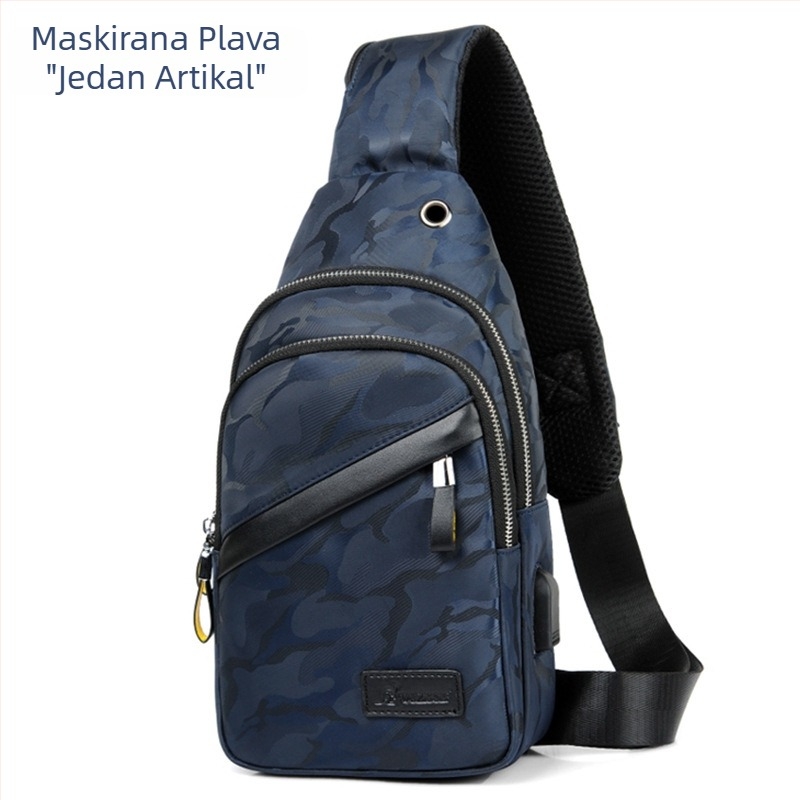 Muška torbica za prsa, Oxford tkanina, vodootporna, model 1109, marka Bin O Kangaroo, kompatibilna s 8-inčnim prijenosnim računalom