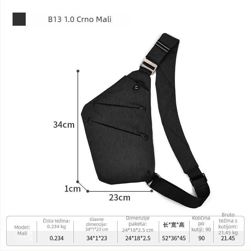 OSOCE Muška crossbody torba Generation B13, Street Trend stil, poliester, prozračna i ultra lagana, za slobodno vrijeme putovanja