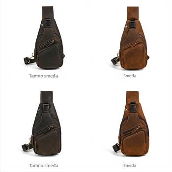Muška torba preko prsa od prave kože, Crazy Horse, velika kapaciteta, crossbody, podstava od kože goveda, za poslovna putovanja