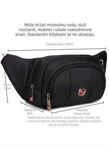 Muška pojasna torbica od Oxford platna, ulični trend, prozračna i otporna na habanje.