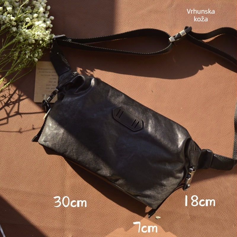 Muška kožna crossbody torba od vršne goveđe kože, pamuk podstava, za slobodno vrijeme