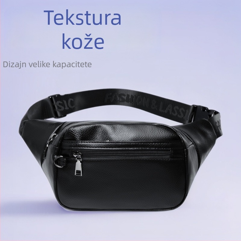 Muška kožna torba oko struka, prozračna, podstava od poliestera, za slobodno vrijeme putovanja