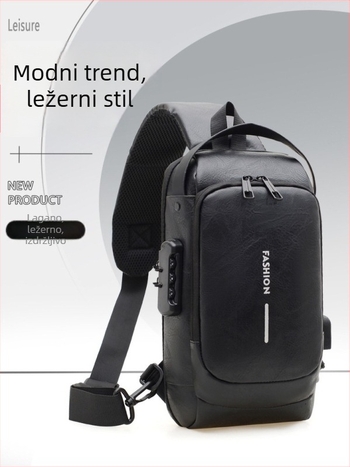Muška crossbody torba od PU, lagana i otporna na prskanje, višenamjenska za putovanja i svakodnevnu upotrebu, pogodno za 9-inčni tablet