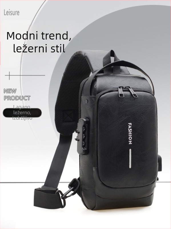 Muška crossbody torba od PU, lagana i otporna na prskanje, višenamjenska za putovanja i svakodnevnu upotrebu, pogodno za 9-inčni tablet