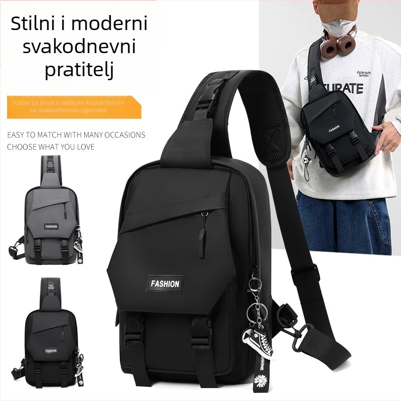 Muška prsna torba preko ramena, street-fashion stil, Oxford tkanina, vodootporna, protiv krađe, smanjuje teret