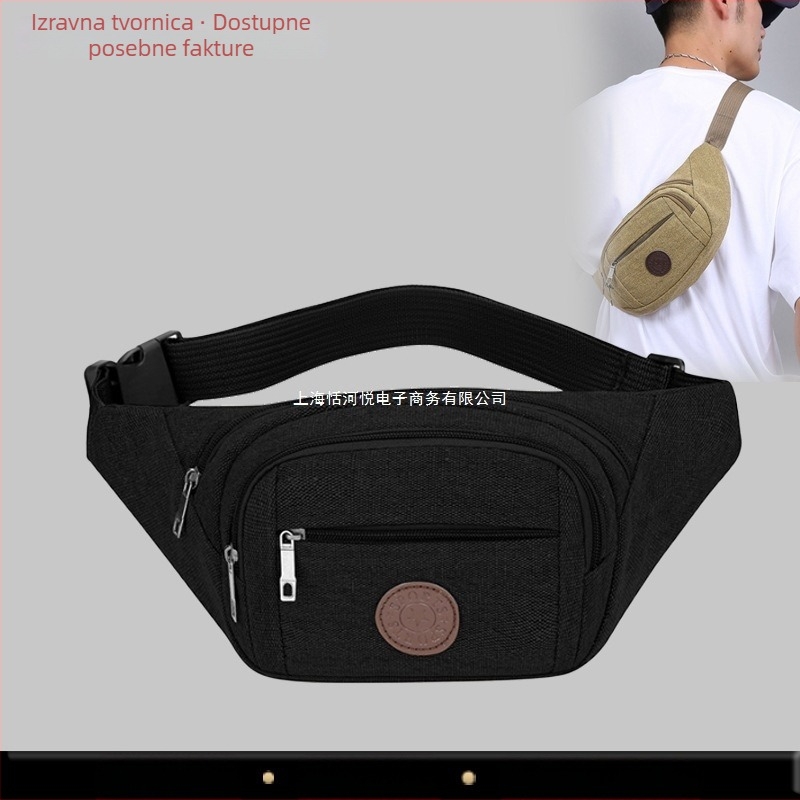 Muška platnena torba za pojas od platna, crossbody stil, otporna na habanje, jednobojni uzorak, poliester podstava, za slobodno vrijeme putovanja