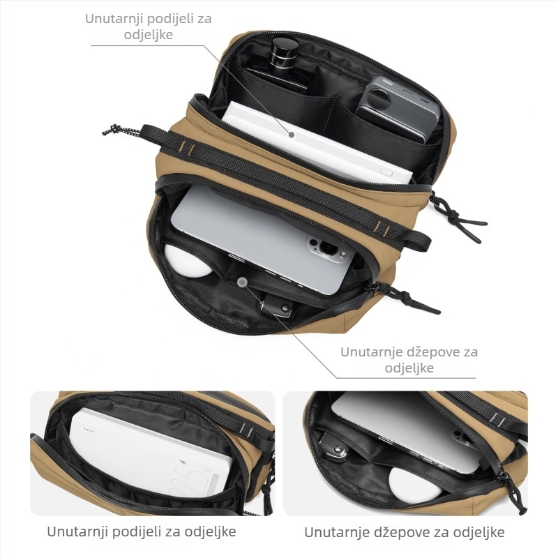Muška crossbody torba, ulični stil, Oxford platno, 3D vanjska torba, poliester podstava