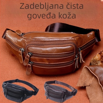 Youniu muška torbica za struk, koža gornjeg sloja, otporna na habanje, podstava poliester-pamučna