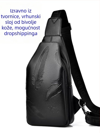 Muška prsna torba od prave kože, crossbody dizajn, prozračna, višeslojna