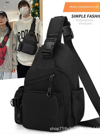 Unisex crossbody torba od Oxford tkanine, prozračna i vodootporna, podstava od poliestera