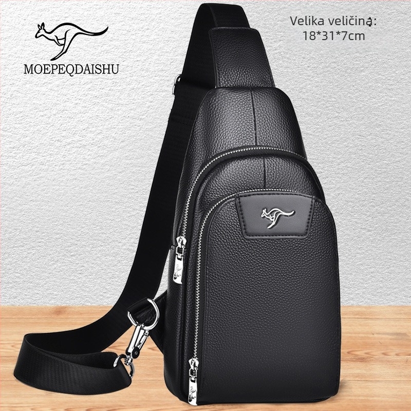 Muška torba za prsa — koža goveđeg podrijetla, gradski stil, otporna na habanje, model 6089