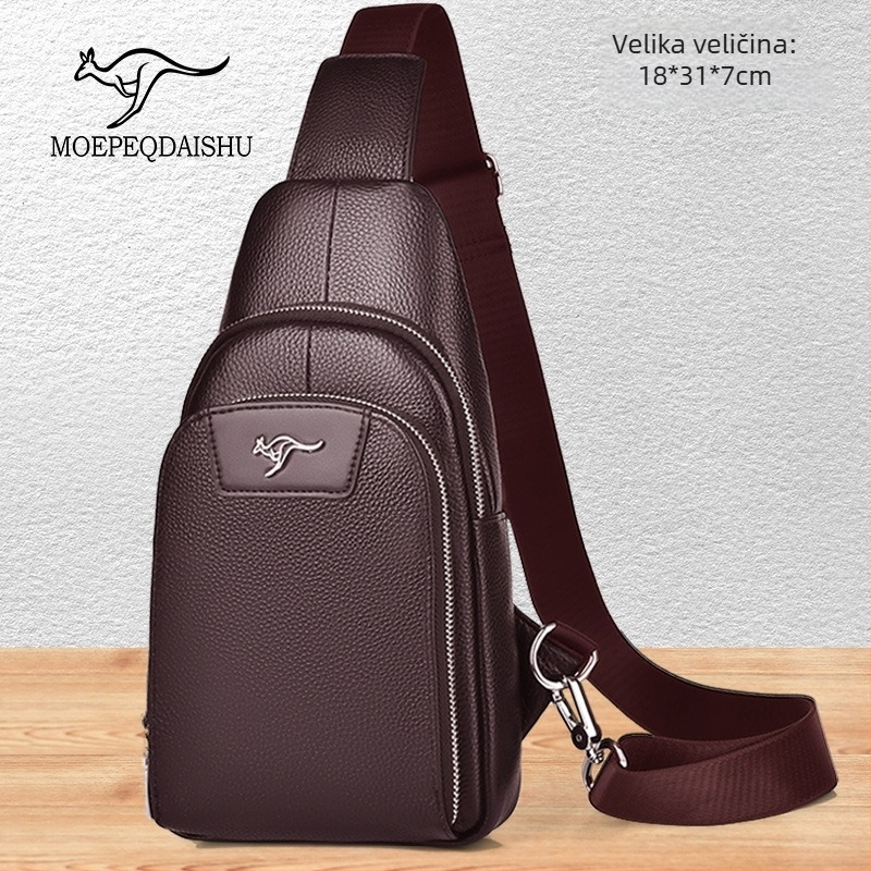 Muška torba za prsa — koža goveđeg podrijetla, gradski stil, otporna na habanje, model 6089
