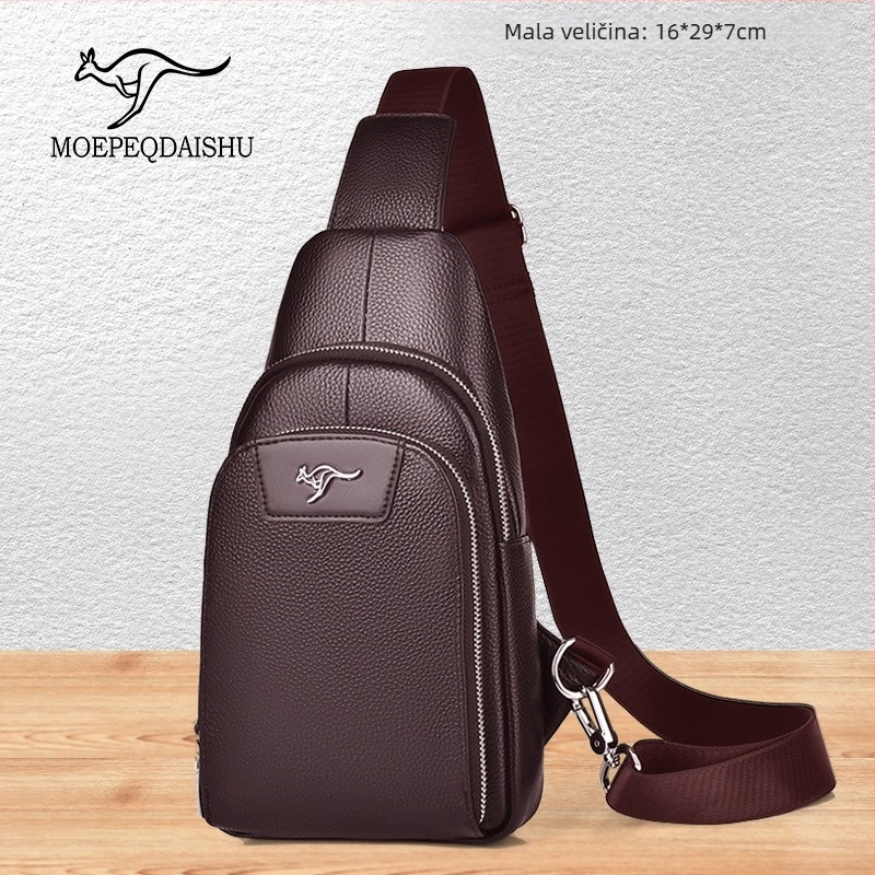Muška torba za prsa — koža goveđeg podrijetla, gradski stil, otporna na habanje, model 6089