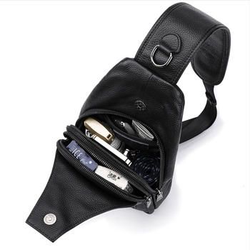 Muška torbica za prsa od prave kože, ulični stil, prvi sloj teleće kože, otporna na habanje, velika kapaciteta