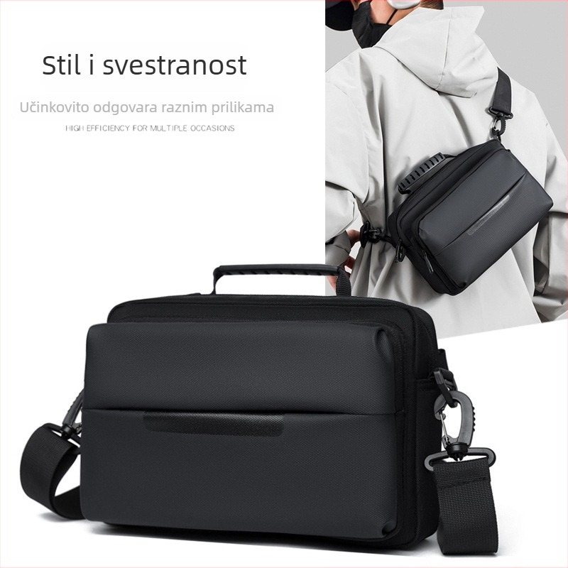 Muška crossbody torba od najlona, vodootporna, podstava od poliestera, jedinstven jednobojni uzorak