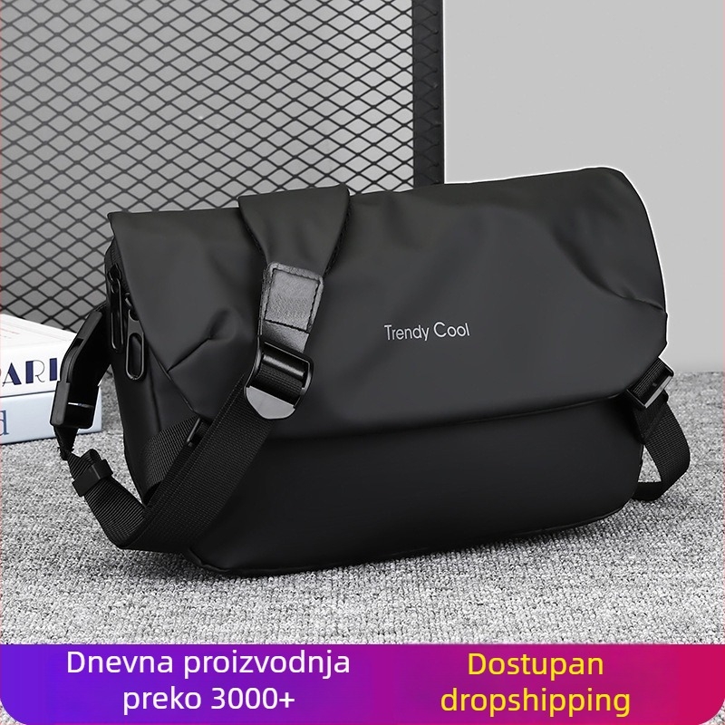 Muška messenger torba – vodootporna, izgled kože, podstava od poliestera