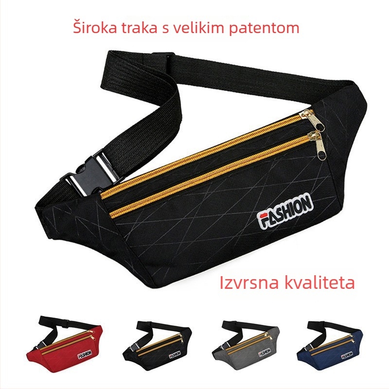 Muška torbica za struk – Ulični stil, najlon, otporna na habanje, uzorak s slovima, podstava od poliestera
