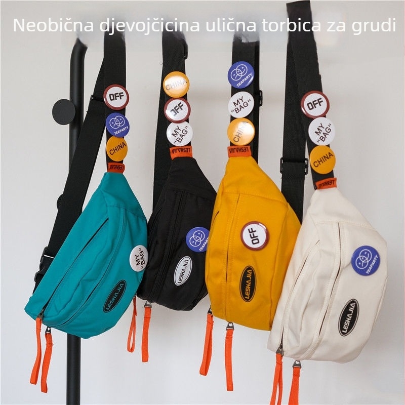 Unisex torba u Harajuku stilu za struk ili crossbody, zatvarač, vanjska tkanina poliester, podstava poliester, proljeće 2018